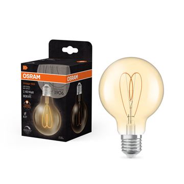 OSRAM Vintage 1906 CRI90 Globe 80 Hjerte Gold DIM 8W=60W 922 E27